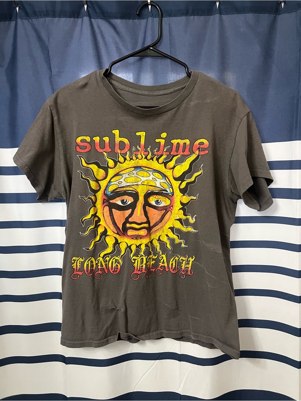 Sublime Long Beach Sun Graphic Tee - Charcoal with Yellow & Red Print